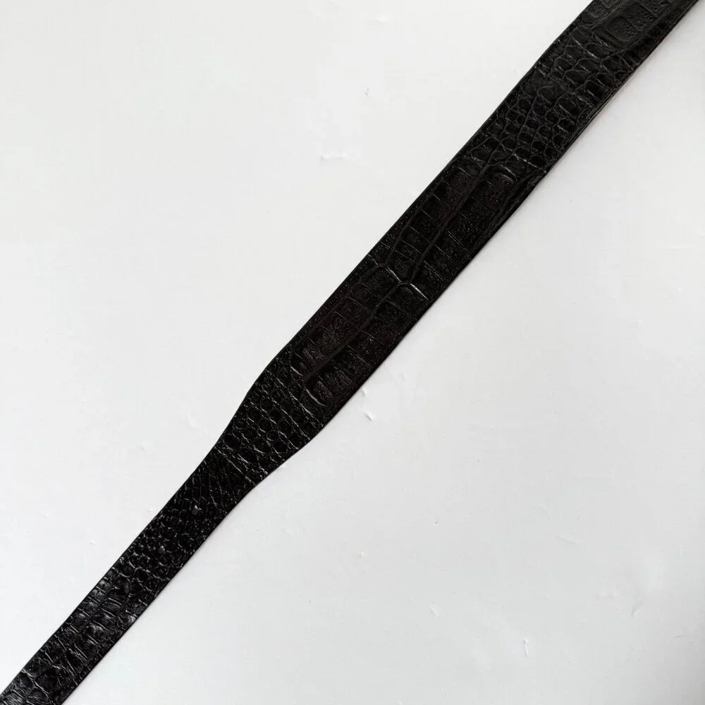 Rod Patrick Boots Mens Western Belt Genuine Black Caiman Leather Size 42